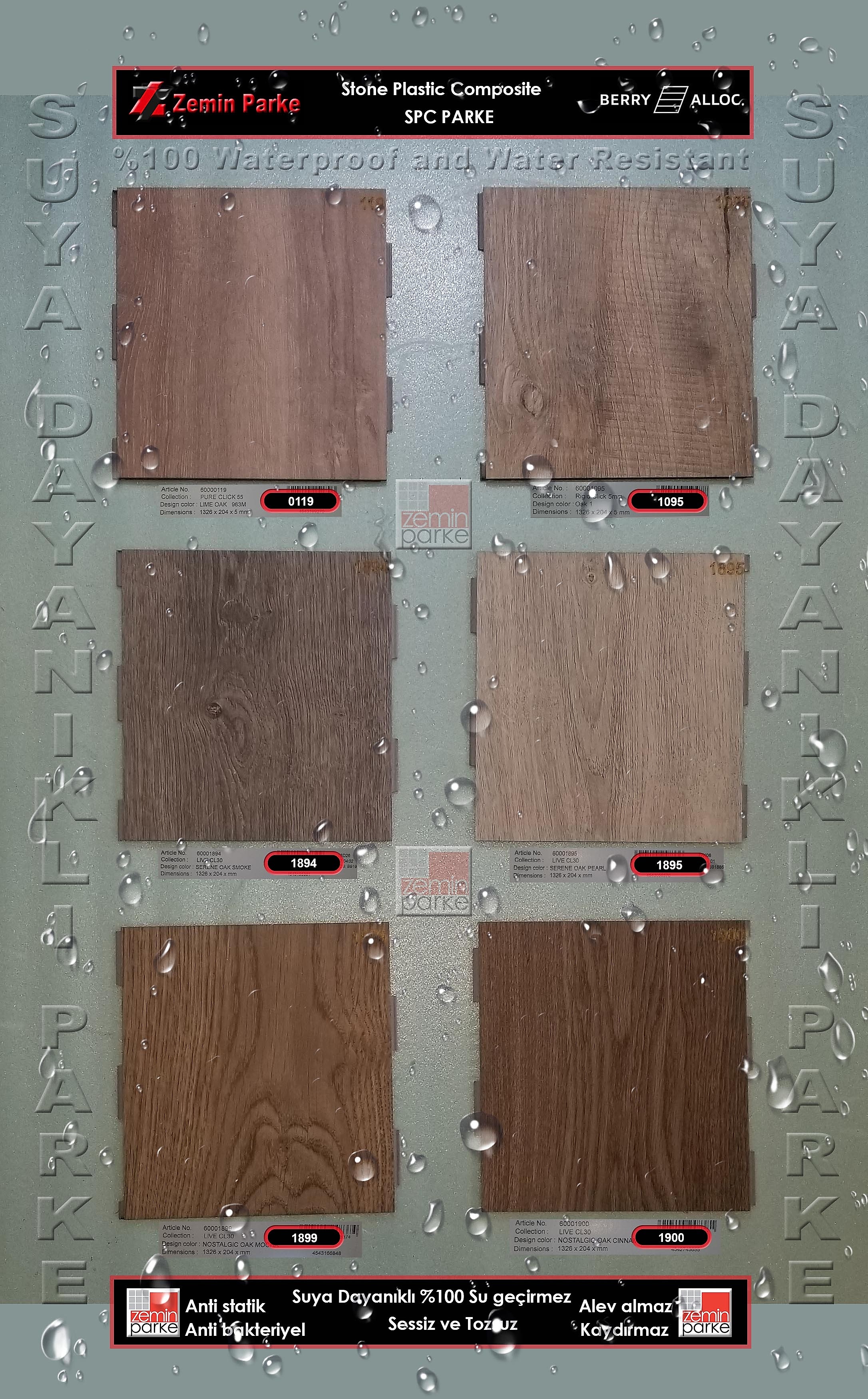 BerryAlloc Live CL30 SPC Serene Oak Smoke 1894 Suya Dayanıklı Parke